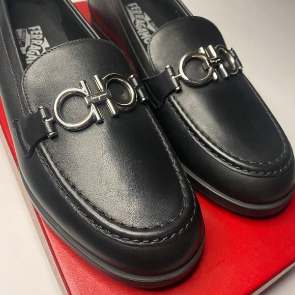 SALVATORE FERRAGAMO Rolo Chunky Leather Loafers Size 5.5 - Picture 4 of 11